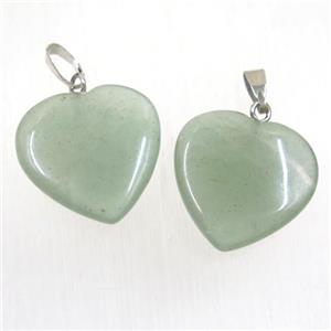 green Aventurine heart pendant, approx 25mm [GMPDA9843-25MM]
