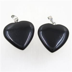 black Onyx Agate heart pendant, approx 25mm [GMPDA9848-25MM]