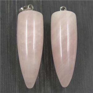 Rose Quartz bullet pendant, pink, approx 10-30mm [GMPDA9852]