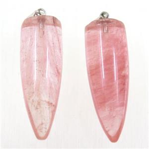 red Watermelon Quartz bullet pendant, approx 10-30mm [GMPDA9854]