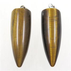 yellow Tiger eye stone bullet pendant, approx 10-30mm [GMPDA9860]