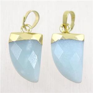 blue Aventurine horn pendants, gold plated, approx 10-15mm [GMPDA9908]