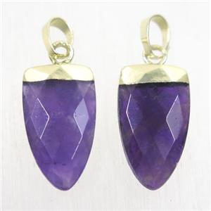 purple Amethyst pendants, faceted arrowhead, gold plated, approx 10-18mm [GMPDA9922]