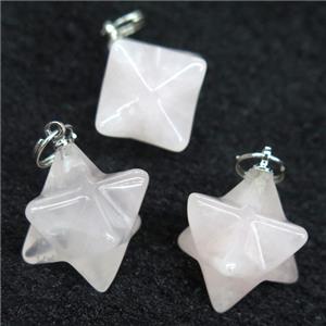 Rose Quartz pendant, star, approx 20mm dia [GMPDA9947]