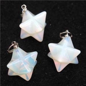 white Opalite pendant, star, approx 20mm dia [GMPDA9949]