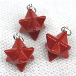 red Jasper pendant, star, approx 20mm dia [GMPDA9951]