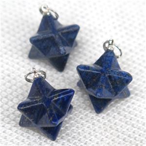 blue Lapis Lazuli pendant, star, approx 20mm dia [GMPDA9952]
