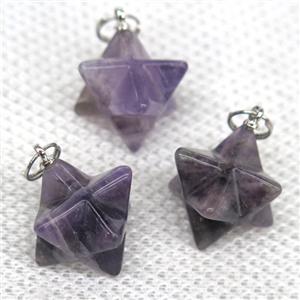 purple Amethyst pendant, star, approx 20mm dia [GMPDA9953]