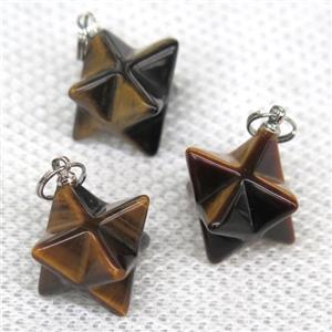 Tiger eye stone pendant, star, approx 20mm dia [GMPDA9954]
