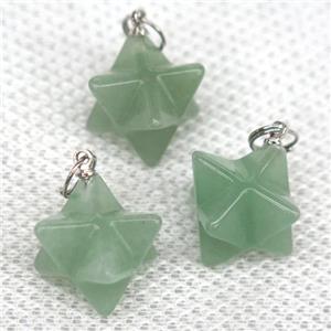 green Aventurine pendant, star, approx 20mm dia [GMPDA9955]