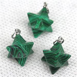 green Malachite pendant, star, approx 20mm dia [GMPDA9958]