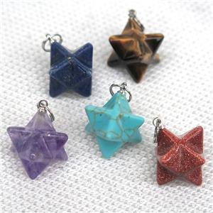 mix gemstone pendant, star, approx 20mm dia [GMPDA9961]
