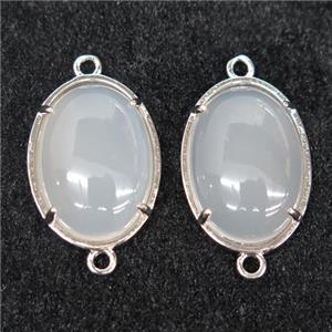 white Jade connector, oval, approx 15x20mm [GMPDA9963]