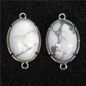 white Howlite Turquoise connector, oval, approx 15x20mm [GMPDA9964]