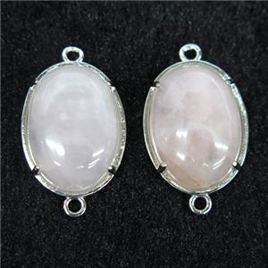 Rose Quartz connector, oval, approx 15x20mm [GMPDA9965]