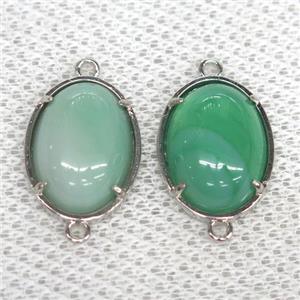 green Agate connector, oval, approx 15x20mm [GMPDA9967]