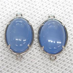blue Agate connector, oval, approx 15x20mm [GMPDA9968]