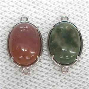 Indian Agate connector, oval, approx 15x20mm [GMPDA9969]