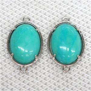 Amazonite connector, oval, green dye, approx 15x20mm [GMPDA9970]