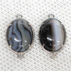 black Agate connector, oval, approx 15x20mm [GMPDA9971]