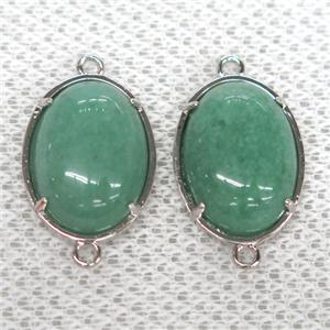 green Aventurine connector, oval, approx 15x20mm [GMPDA9972]