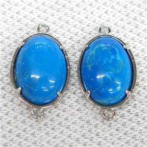 blue Tuquoise connector, oval, dye, approx 15x20mm [GMPDA9973]