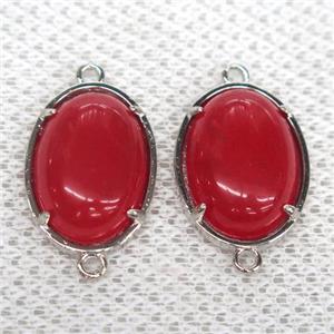 red Chalcedony connector, oval, approx 15x20mm [GMPDA9975]