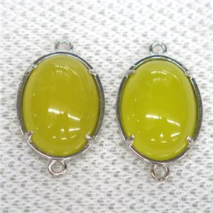 yellow Chalcedony connector, oval, approx 15x20mm [GMPDA9976]
