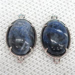 blue Sodalite connector, oval, approx 15x20mm [GMPDA9979]