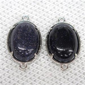 blue SandStone connector, oval, approx 15x20mm [GMPDA9980]