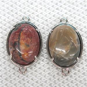 Picasso Jasper connector, oval, approx 15x20mm [GMPDA9983]