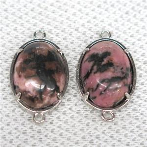 Rhodonite connector, oval, approx 15x20mm [GMPDA9984]