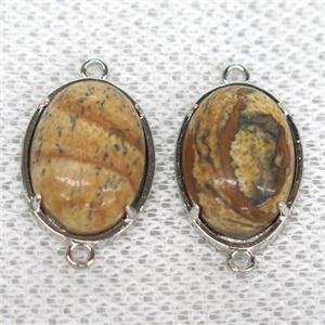 Picture Jasper connector, oval, approx 15x20mm [GMPDA9988]