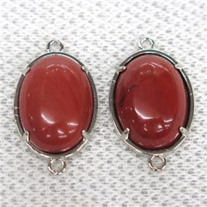 red Jasper connector, oval, approx 15x20mm [GMPDA9989]