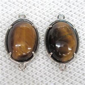 Tiger eye stone connector, oval, approx 15x20mm [GMPDA9990]
