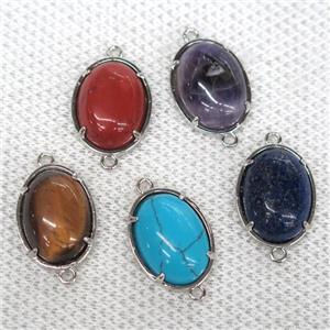 mix gemstone connector, oval, approx 15x20mm [GMPDA9992]