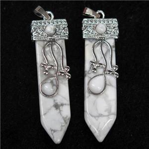 white Howlite Turquoise arrowhead pendant, approx 13-52mm [GMPDA9996]