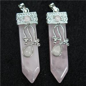 Rose Quartz arrowhead pendant, approx 13-52mm [GMPDA9997]