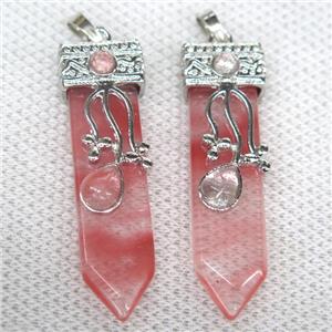 red Watermelon Quartz arrowhead pendant, approx 13-52mm [GMPDA9999]