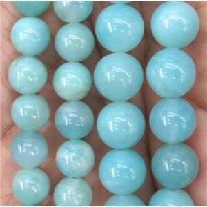 round blue Amazonite beads, grade AA, approx 4mm dia [GMRD1457-4MM]