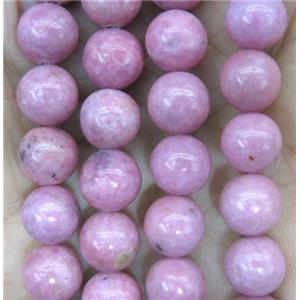 round Rhodonite beads, pink, approx 8mm dia [GMRD1459-8MM]