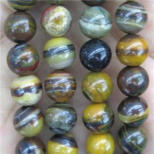 Iron Zebra Jasper Beads, yellow, approx 8mm dia [GMRD1488-8MM]