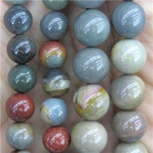 round polychrome Jasper beads, approx 6mm dia [GMRD1491-6MM]