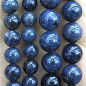 round Blue Dumortierite Beads, approx 4mm dia [GMRD1498-4MM]
