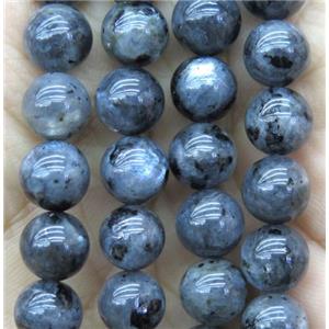 Black Larvikite Labradorite Beads Smooth Round, approx 6mm dia [GMRD1521-6MM]