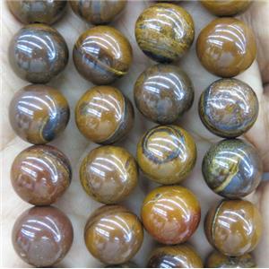 yellow Tiger Iron beads, round, approx 12mm dia [GMRD1528-12MM]