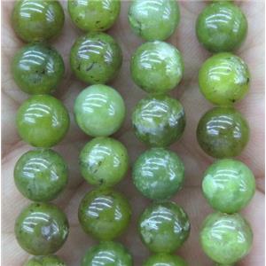 round Olive jade beads, approx 4mm dia [GMRD1539-4MM]