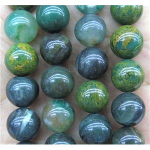 African Flower Verdite beads, green, round, approx 10mm dia [GMRD1550-10MM]