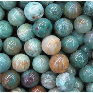 round yellow Dragon Blood Jasper beads, green, approx 8mm dia [GMRD1561-8MM]