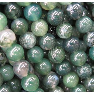 round Moss Agate Beads, green, approx 4mm dia [GMRD1562-4MM]